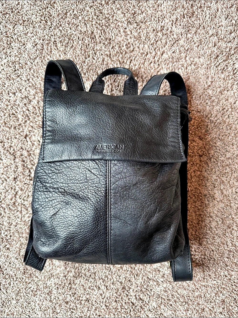 American Leather Co Black Leather Backpack